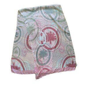 Aquascutum of London Pink Silk Scarf Wrap Sheer Rectangle 66” x 20” Geometric